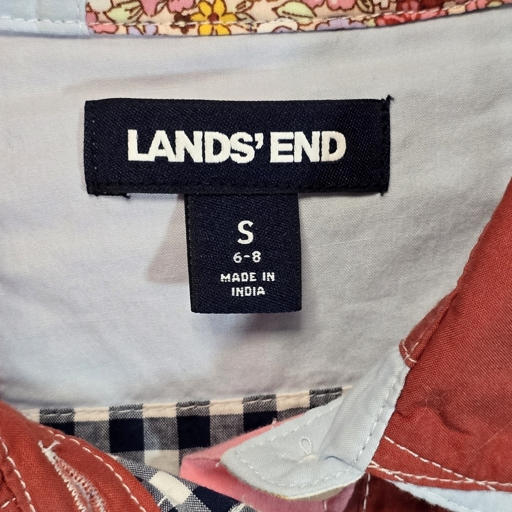 Lands End Plaid Patchwork Checkered Button Front … - image 3